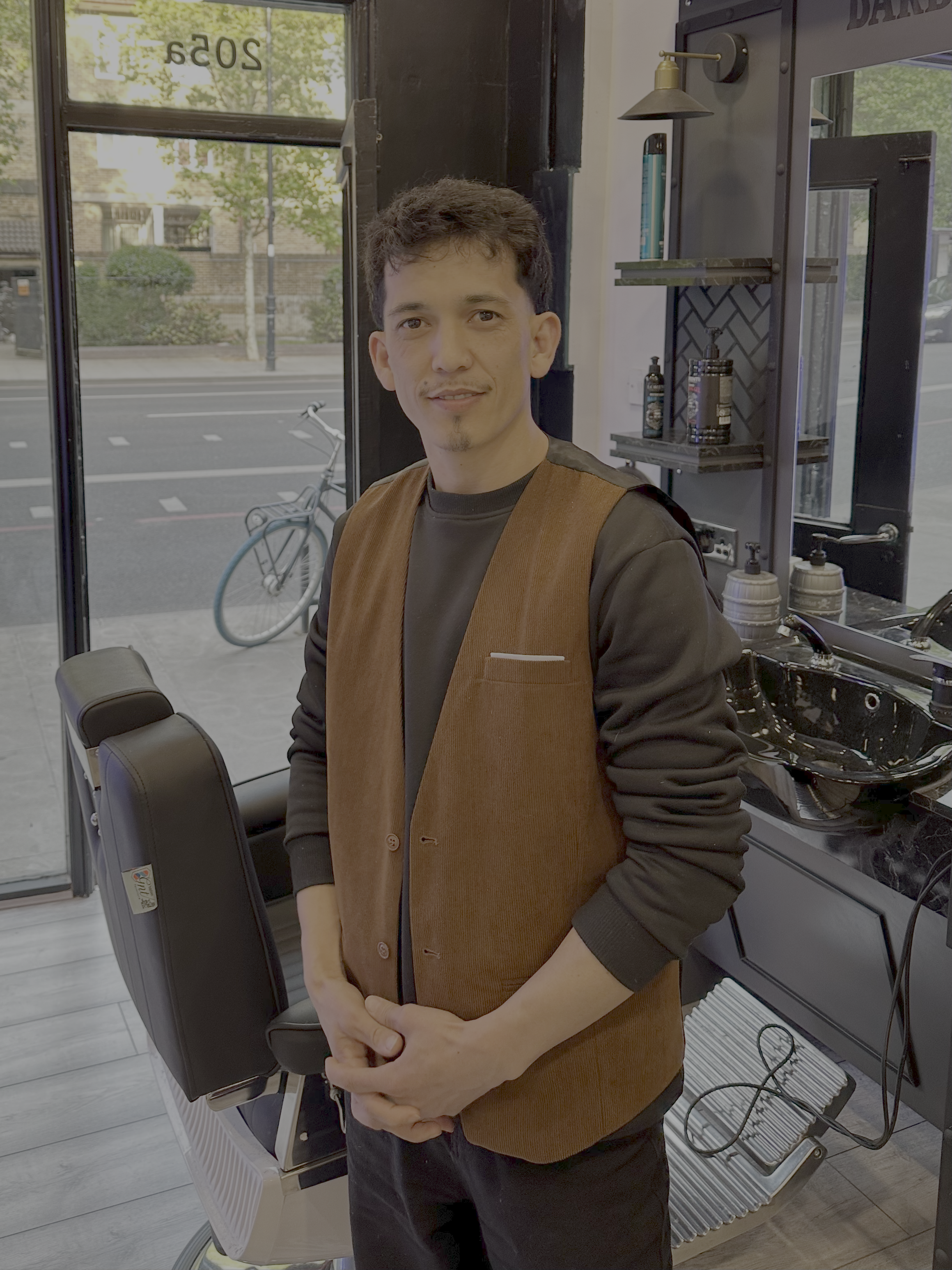 Founder of Kingsland Barbers at the shop