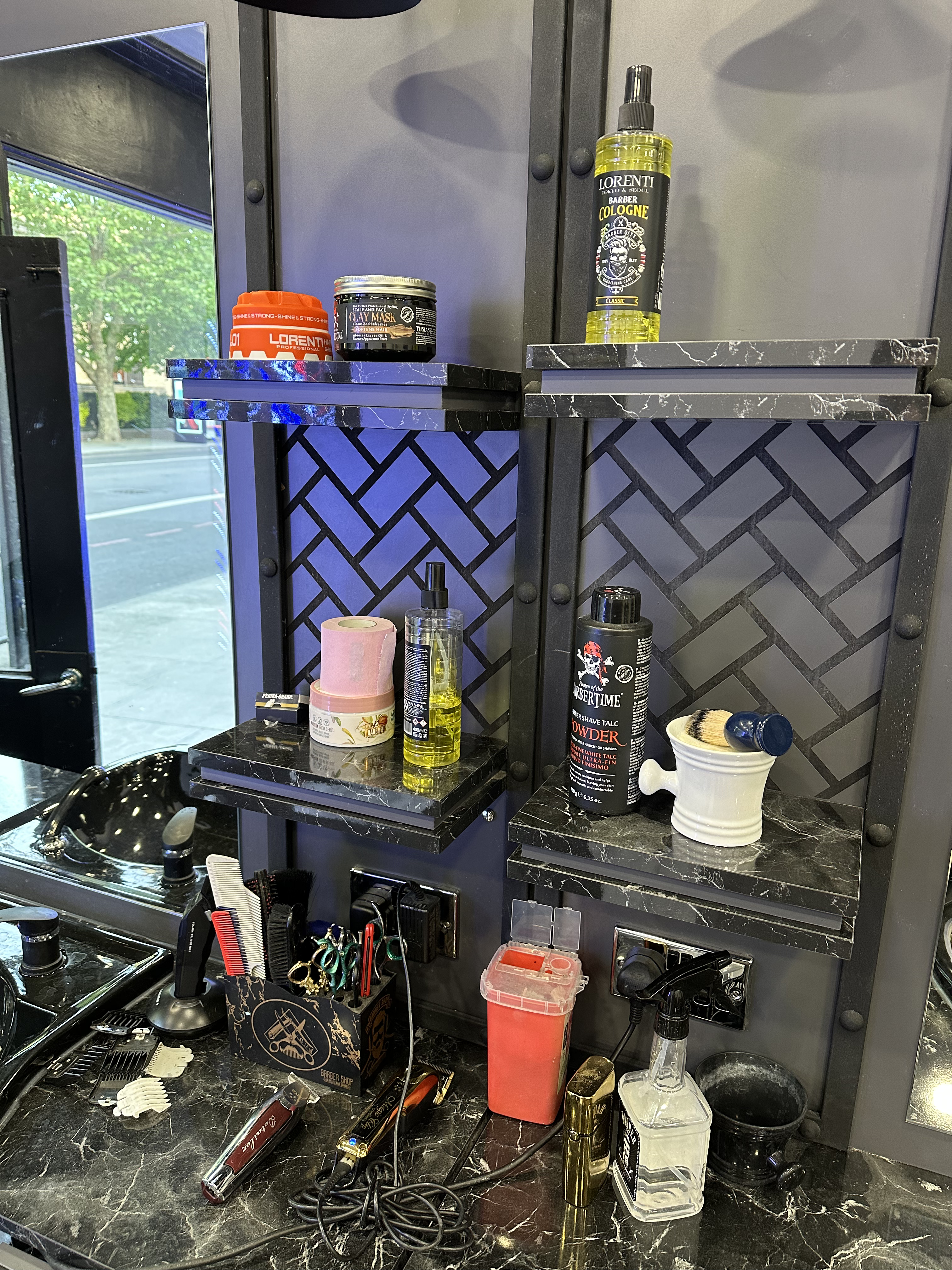 Grooming products at Kingsland Barbers
